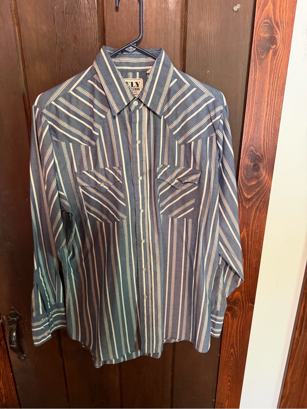 Ely Cattleman Blue and White Striped Western Button-Down Shirt